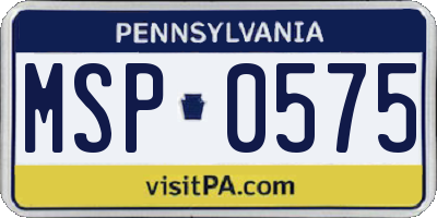 PA license plate MSP0575