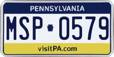 PA license plate MSP0579