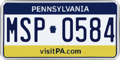 PA license plate MSP0584