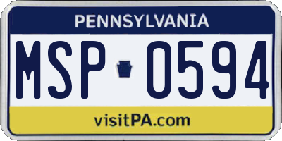 PA license plate MSP0594