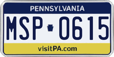 PA license plate MSP0615