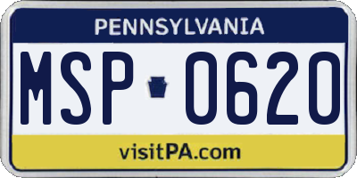 PA license plate MSP0620