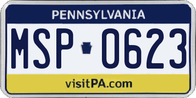 PA license plate MSP0623