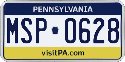 PA license plate MSP0628