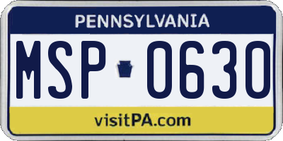 PA license plate MSP0630