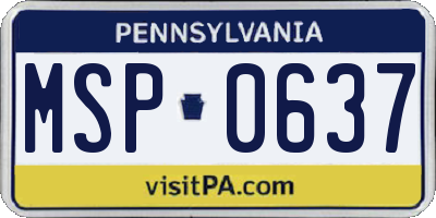 PA license plate MSP0637