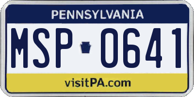 PA license plate MSP0641