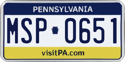 PA license plate MSP0651