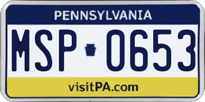 PA license plate MSP0653