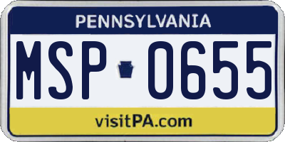 PA license plate MSP0655