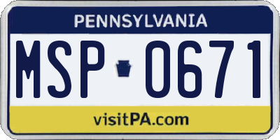 PA license plate MSP0671