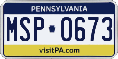 PA license plate MSP0673