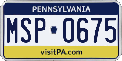 PA license plate MSP0675