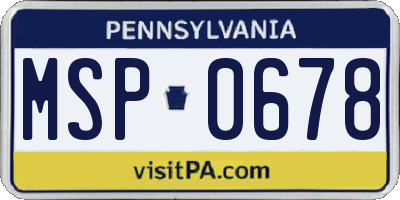PA license plate MSP0678