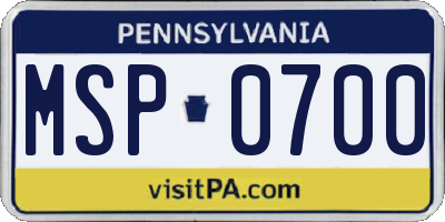 PA license plate MSP0700