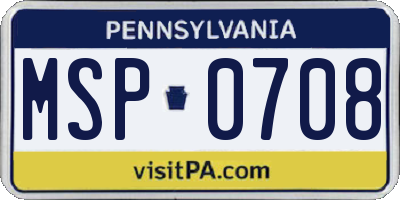 PA license plate MSP0708