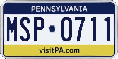 PA license plate MSP0711