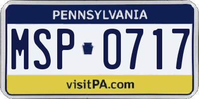 PA license plate MSP0717