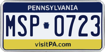 PA license plate MSP0723