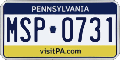 PA license plate MSP0731