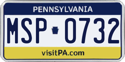 PA license plate MSP0732