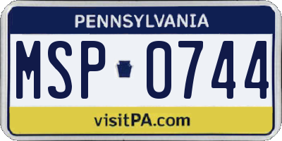 PA license plate MSP0744