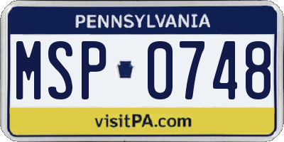 PA license plate MSP0748