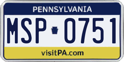 PA license plate MSP0751