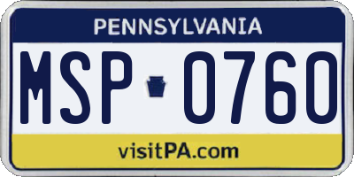 PA license plate MSP0760