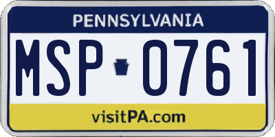 PA license plate MSP0761