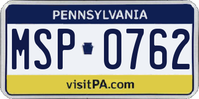 PA license plate MSP0762