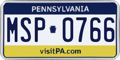 PA license plate MSP0766