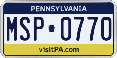 PA license plate MSP0770