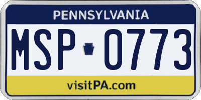PA license plate MSP0773
