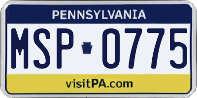 PA license plate MSP0775
