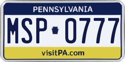 PA license plate MSP0777