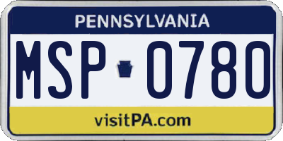 PA license plate MSP0780