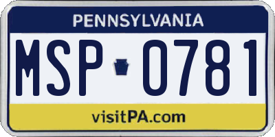 PA license plate MSP0781