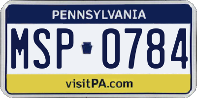 PA license plate MSP0784
