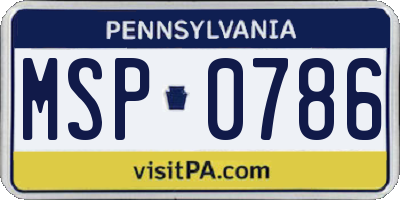 PA license plate MSP0786