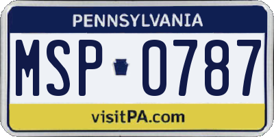 PA license plate MSP0787