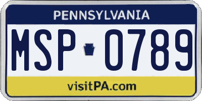 PA license plate MSP0789