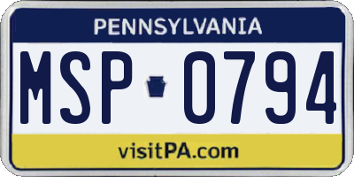 PA license plate MSP0794