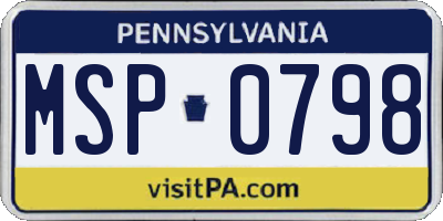 PA license plate MSP0798