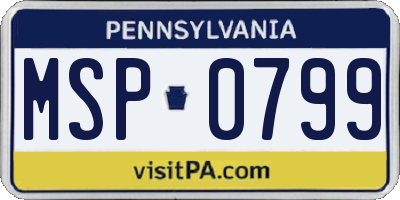 PA license plate MSP0799