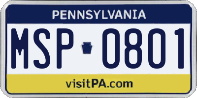 PA license plate MSP0801