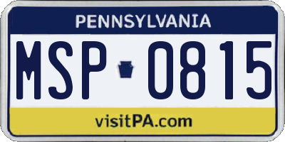 PA license plate MSP0815