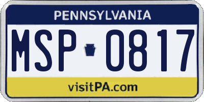 PA license plate MSP0817