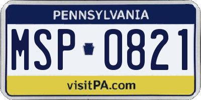 PA license plate MSP0821