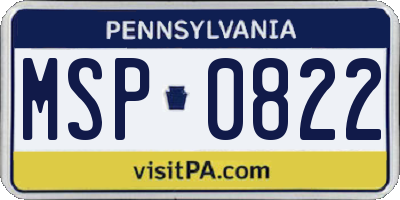 PA license plate MSP0822